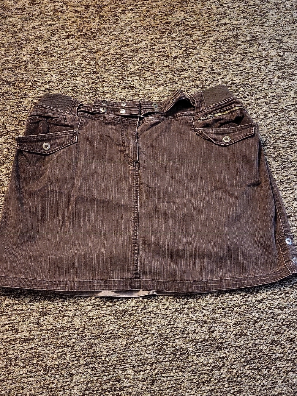 Penningtons Brown Pinstripe Cotton Mini Skort